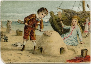 Impresionismo de la escena de la playa victoriana Pinturas al óleo